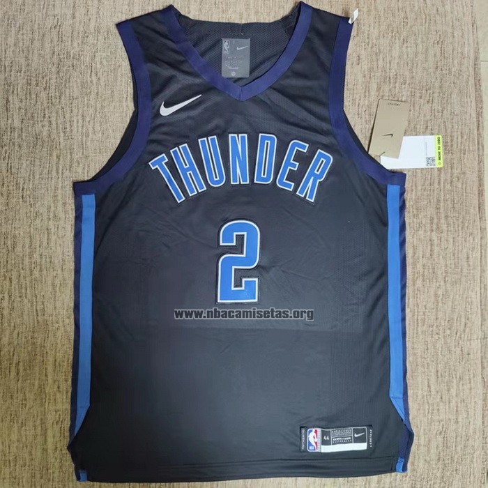 Camiseta Oklahoma City Thunder Shai Gilgeous-Alexander NO 2 Earned Autentico Negro